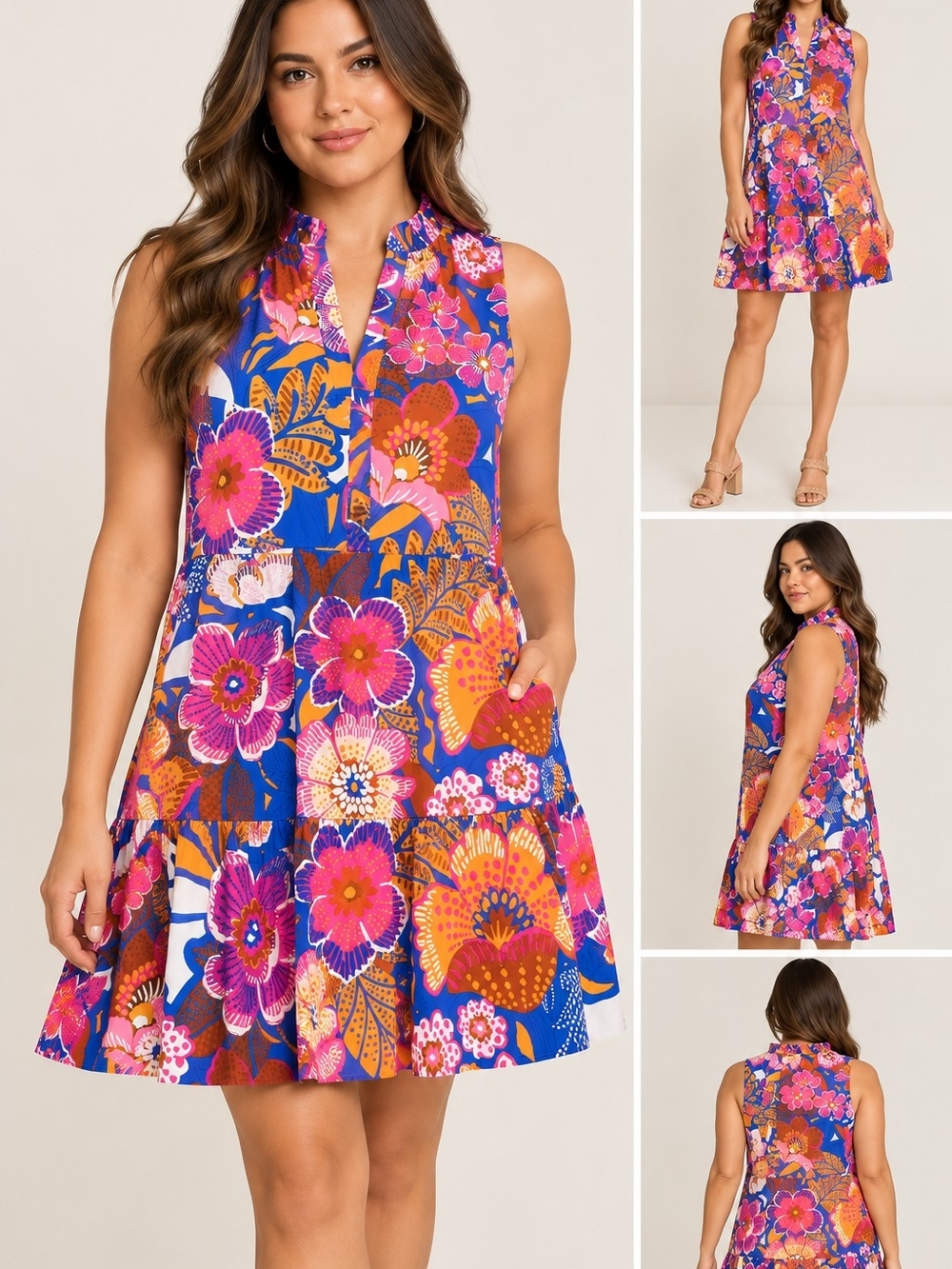 Sugarlips Floral Maxi Skirt in Blue, Pink & Orange